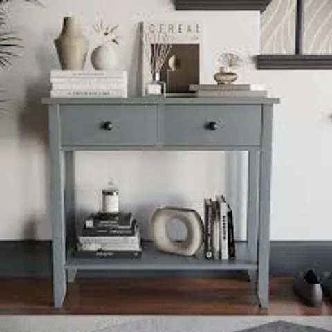 BOXED VIDA DESIGNS WINDSOR 2 DRAWER CONSOLE TABLE - GREY