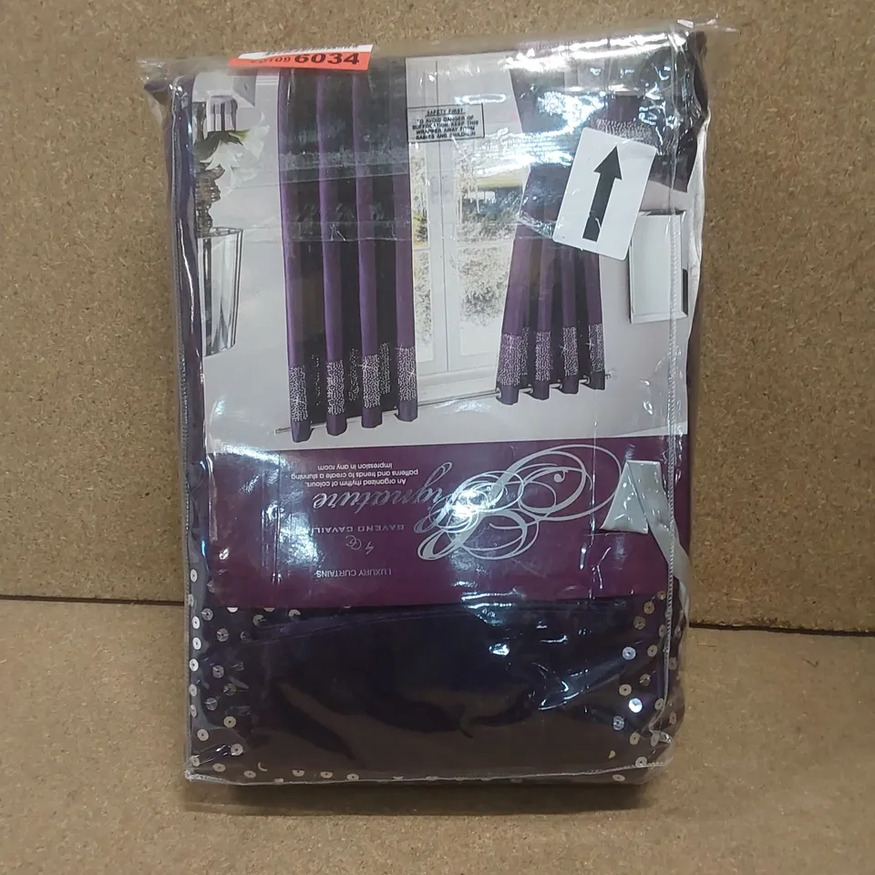 BAGGED AMIRAH EYELET ROOM DARKENING CURTAINS - AUBERGINE // SIZE: 228 X 228cm