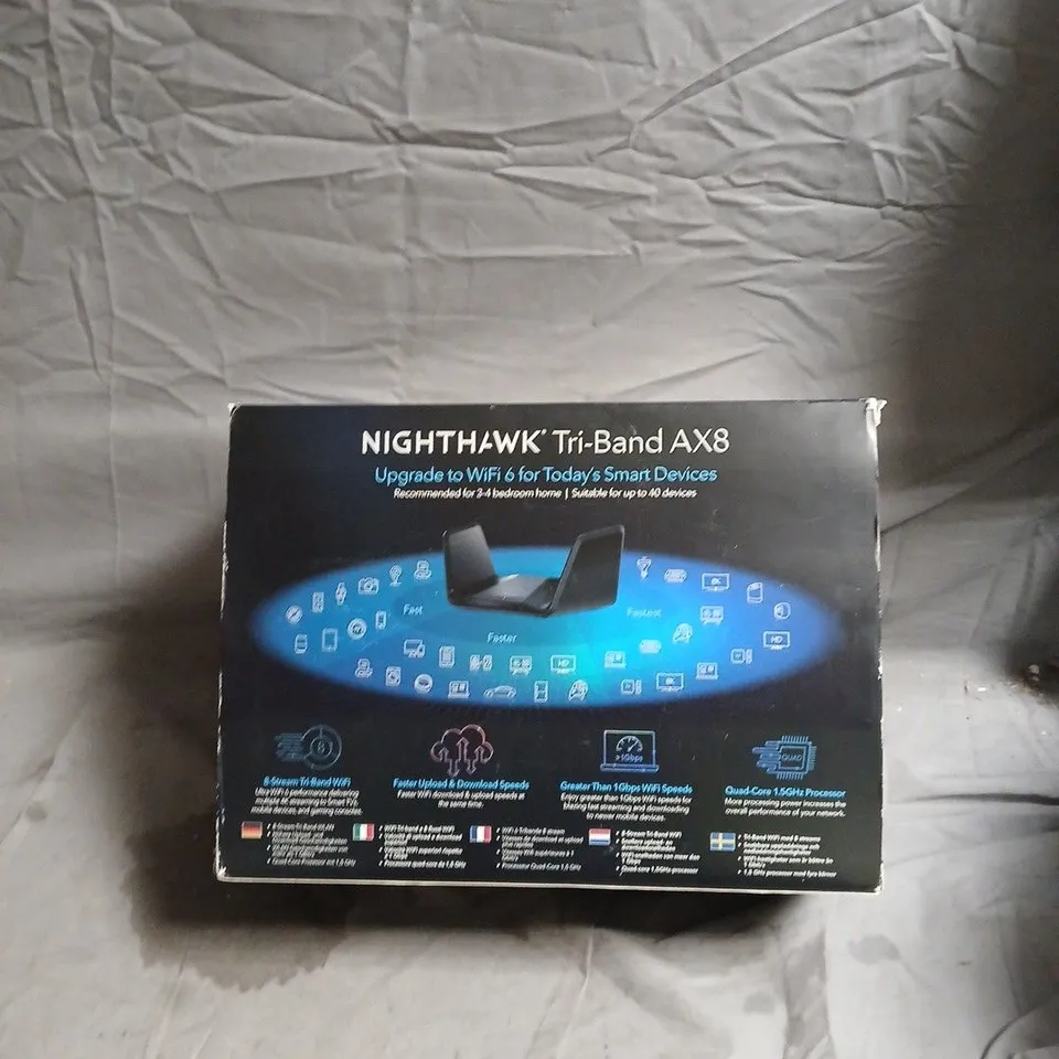 NETGEAR NIGHTHAWK TRI-BAND AX8 WIFI 6 ROUTER – BOXED