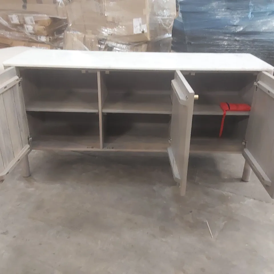 NASYAH SOLID WOOD AND MARBLE TOP SIDEBOARD 152 CM RRP £1099.99
