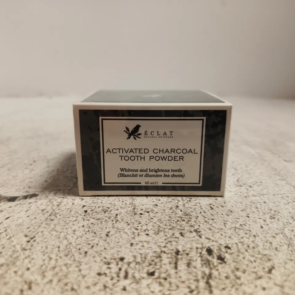 BOX OF APPROXIMATELY 70 X ECLAT ACTIVATED CHARCOAL TOOTH POWDER
