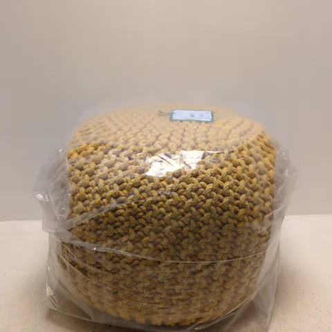 JOHN LEWIS ROUND YELLOW KNITTED POUFFE / FOOTSTOOL