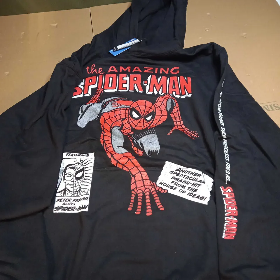 BOOHOOMAN MARVEL SPIDER MAN HOODIE IN BLACK - UK XXL