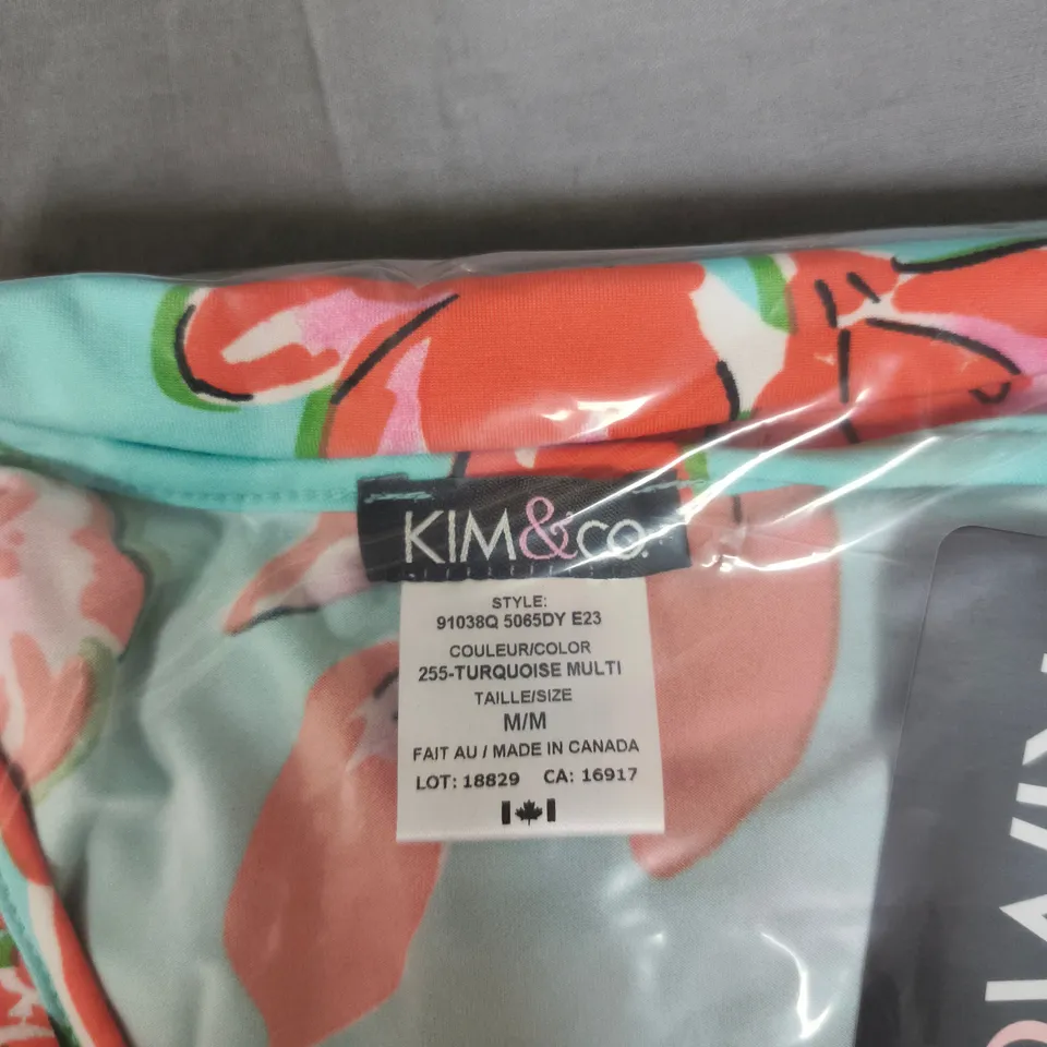 KIM & CO WOMEN'S FLORAL TURQUOISE MULTI-PATTERN GARMENT – SIZE M/M, MADE IN CANADA