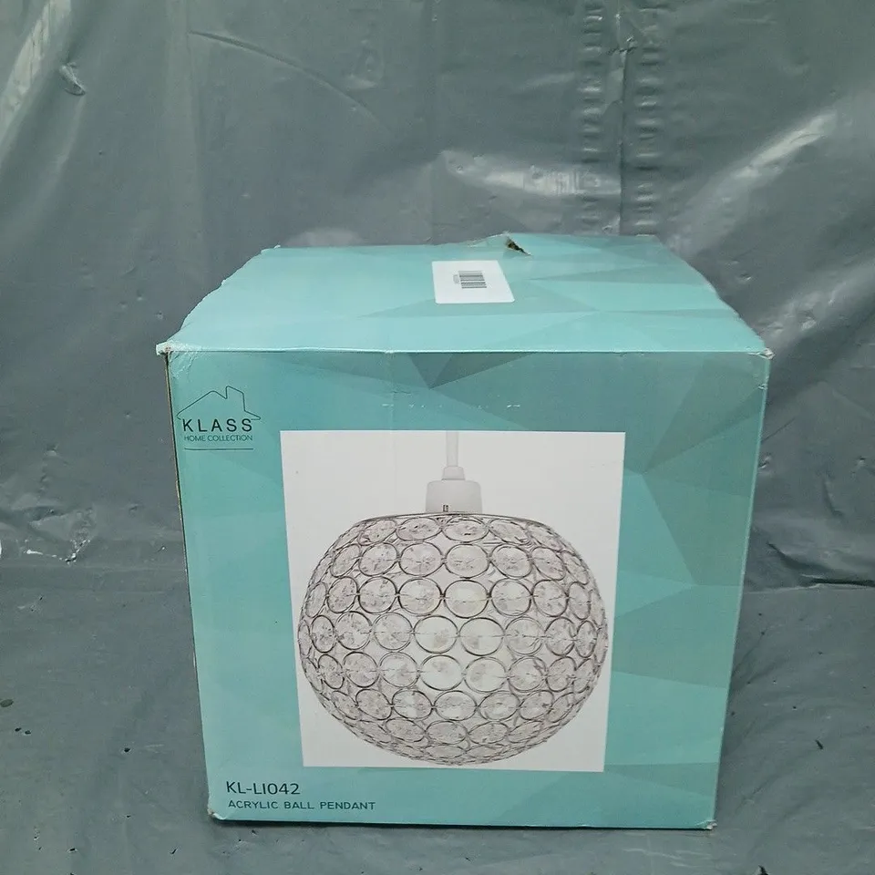 BOXED KLASS ACRYLIC BALL PENDANT 