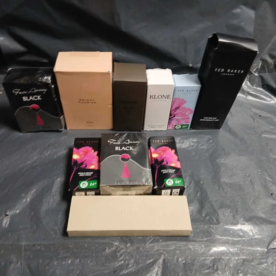 TEN ASSORTED BOXED FRAGRANCES TO INCLUDE; TED BAKER, AVON AND ZARA