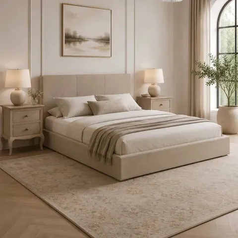 BOXED JULIAN BOWEN RIALTO STORAGE BED 150cm - OATMEAL (2 BOXES)