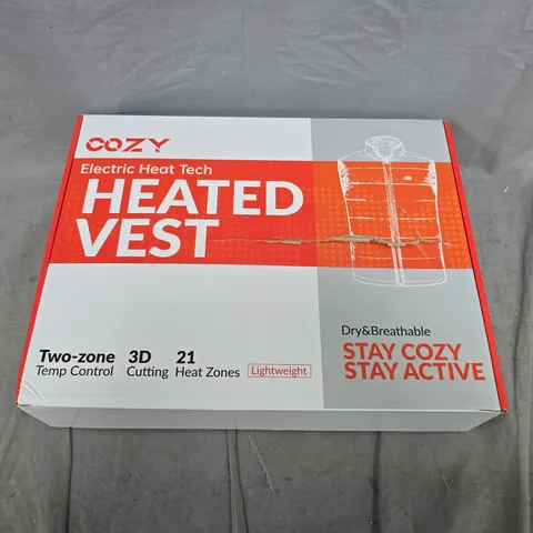 COZY HEATED VEST – ELECTRIC HEAT TECH, TWO-ZONE TEMPERATURE CONTROL