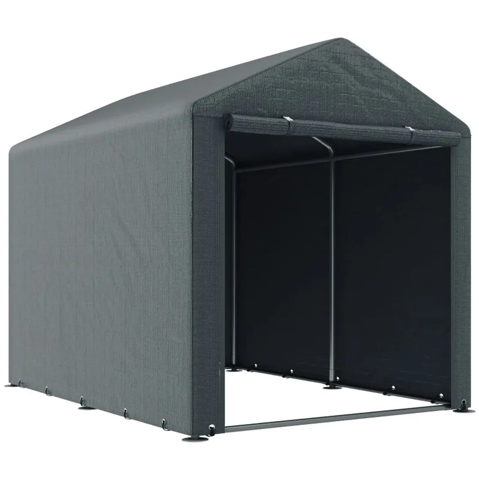 BOXED OUTSUNNY 2.2 X 1.6M OUTDOOR STORAGE TENT, WITH ACCESSORIES - DARK GREY (1 BOX)