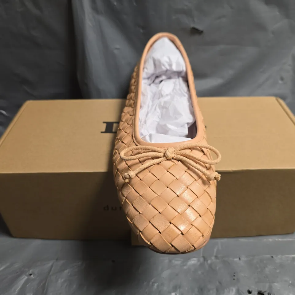 BOXED DUNE PINK LEATHER WOVEN BALLERINA - SIZE 5 