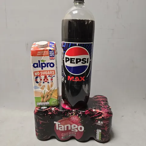 APPROXIMATELY 3 ASSORTED DRINKS ITEMS TO INCLUDE - PEPSI MAX , ALPRO NO SUGARS , TANGO CHERRY