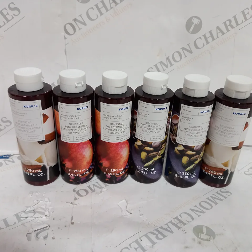 BOX OF ASSORTED KORRES BODY CLEANSER AND BODY BUTTER