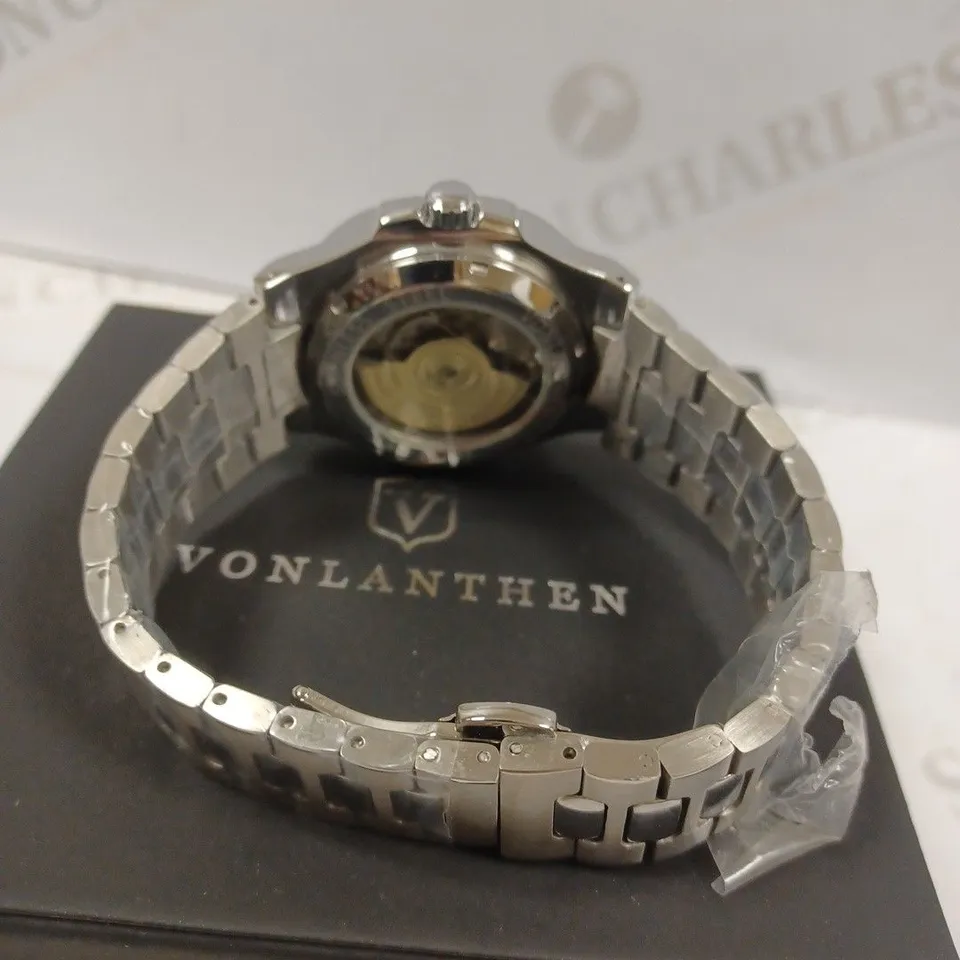VONLANTHEN PART SKELETON GREEN CHRONOGRAPH BRACELET STRAP WRISTWATCH