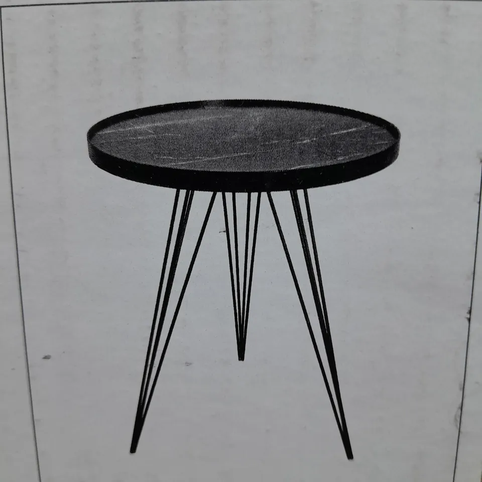 BOXED DAR LIGHTING RAUMA ROUND SIDE TABLE DARK GREY STONE 