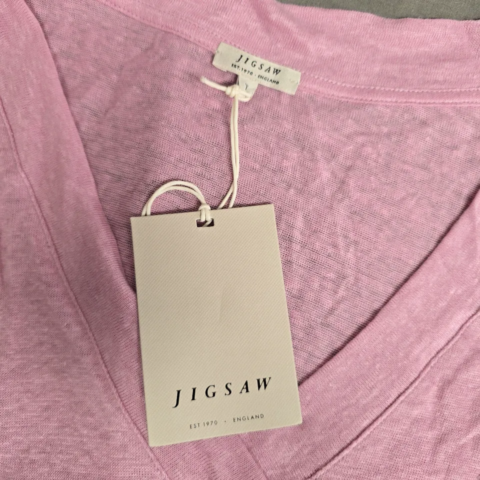 JIGSAW LINEN V-NECK TEE – PINK, XL