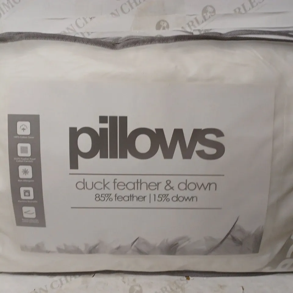 PAIR OF LUXURY QUALITY 85% DUCK FEATHER AND 15% DOWN PILLOWS