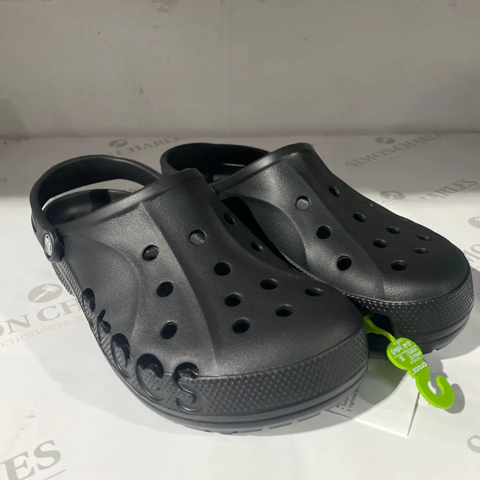 PAIR OF BLACK CROCS SIZE M9/W10