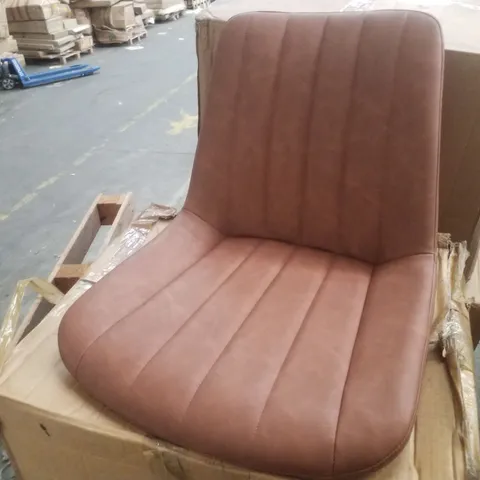 BOXED SET OF 2 BROWN FAUX LEATHER DINING CHAIRS 