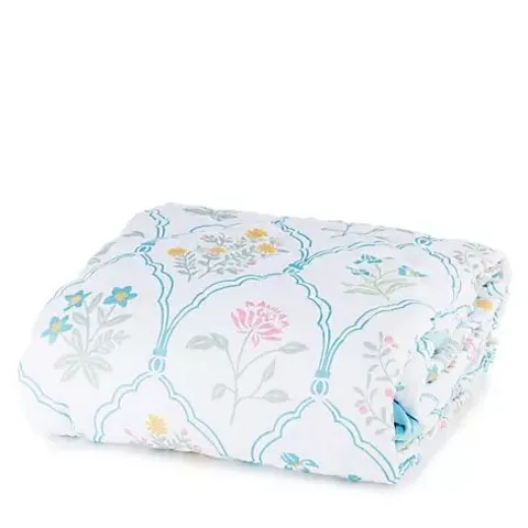 COZEE HOME PATCHWORK QUILT THROW BLUE FLORAL 250X260CM