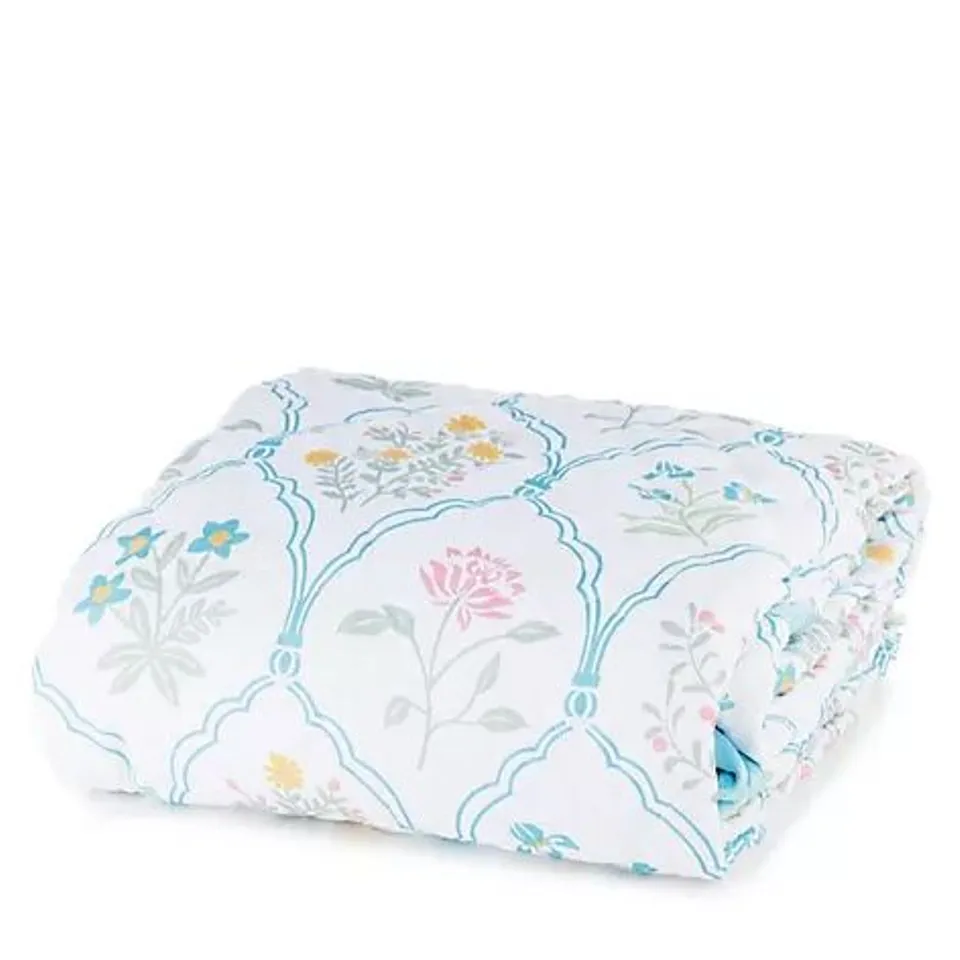 COZEE HOME PATCHWORK QUILT THROW BLUE FLORAL 250X260CM