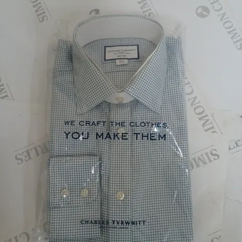 CHARLES TYRWHITT LIGHT BLUE NON IRON ROYAL OXFORD CHECK SLIM FIT SHIRT