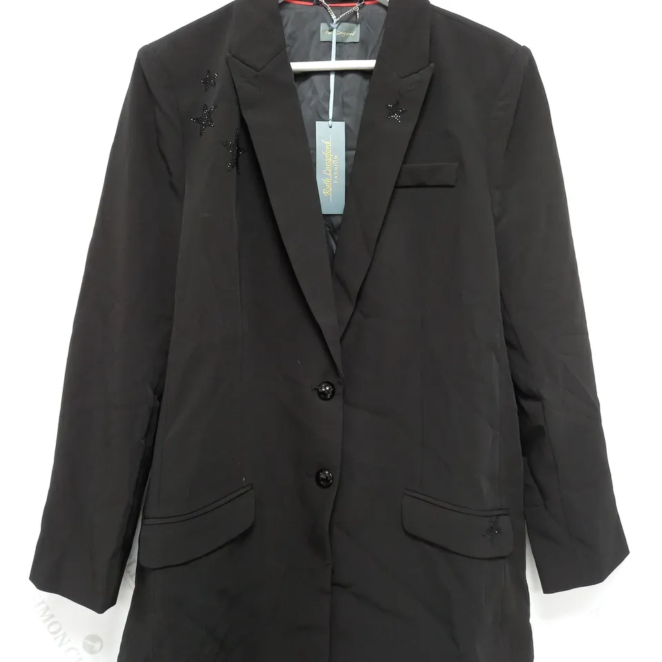 RUTH LANGSFORD STAR BLAZER IN BLACK - SIZE 20