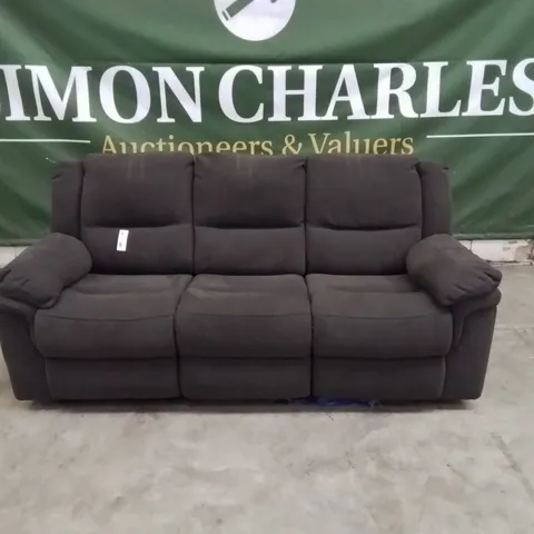 QUALITY DESIGNER 3 SEATER CHARCOAL FABRIC UPHOLSTERED MANUAL RECLINING SOFA