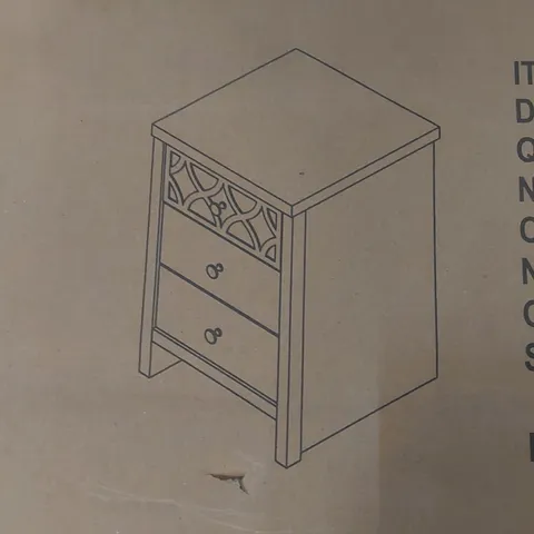 BOXED MANUFACTURED WOOD BEDSIDE TABLE - WHITE (1 BOX)