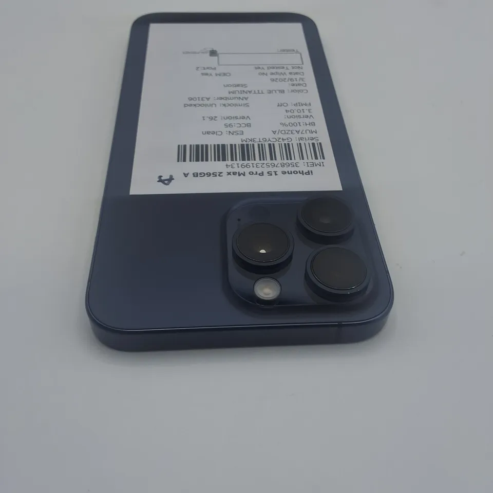 UNBOXED APPLE IPHONE 15 PRO MAX 256GB IN BLUE TITANIUM - A3106