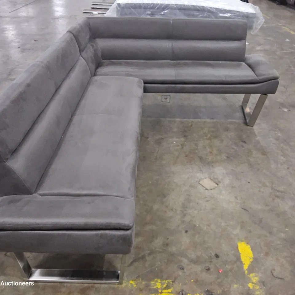 DESIGNER CORNER UPHOLSTERED BENCH SEATING GREY FAUX SUEDE