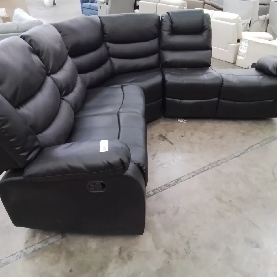 DESIGNER MANUAL RECLINING CORNER GROUP BLACK LEATHER 