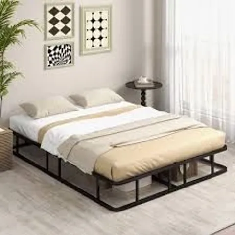 BOXED COSTWAY COSTWAY QUEEN SIZE BED FRAME WITH METAL SLAT SUPPORT