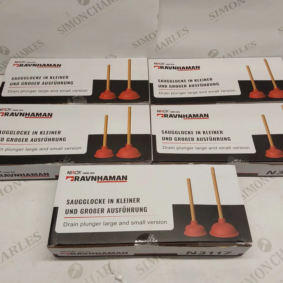 BOX OF APPROXIMATELY 5X 2PCS BRAND NEWBOXED NIROX DRAIN PLUNGERS 
