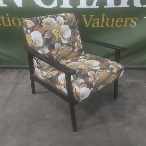 DESIGNER ARTISTIC FLORAL FLARE ACCENT CHAIR