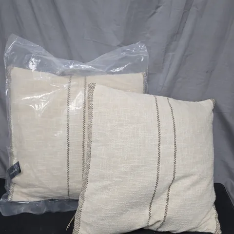 COTSWOLD COMPANY CREAM STRIPED DECORATIVE CUSHIONS, SET OF 2