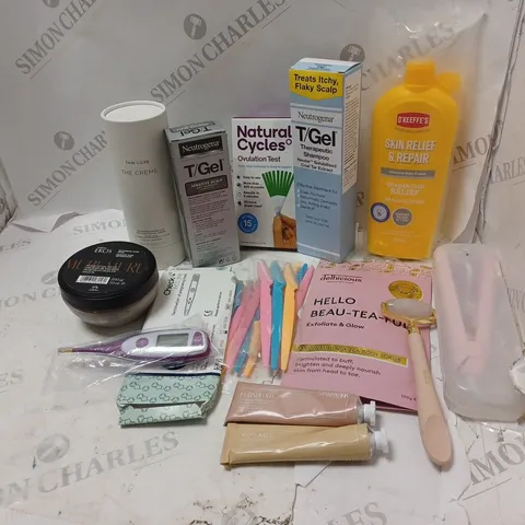 LOT OF BEAUTY PRODUCTS TO INCLUDE THERAPEUTIC SHAMPOO, OVUALATION TESTS, ETC