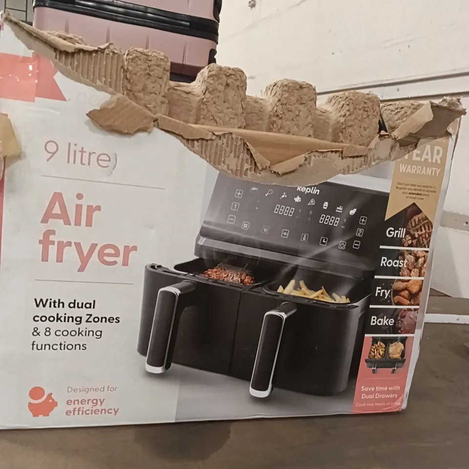 BOXED KEPLIN 9 LITRE AIRFRYER WITH DUAL COOKING ZONES 