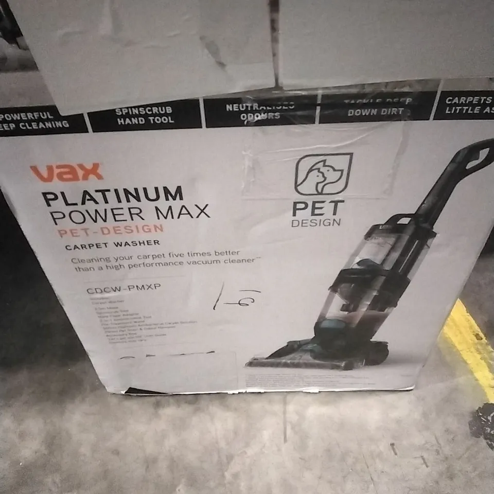BOXED VAX PLATINUM POWER MAX PET-DESIGN CARPET CLEANER 5012512178455