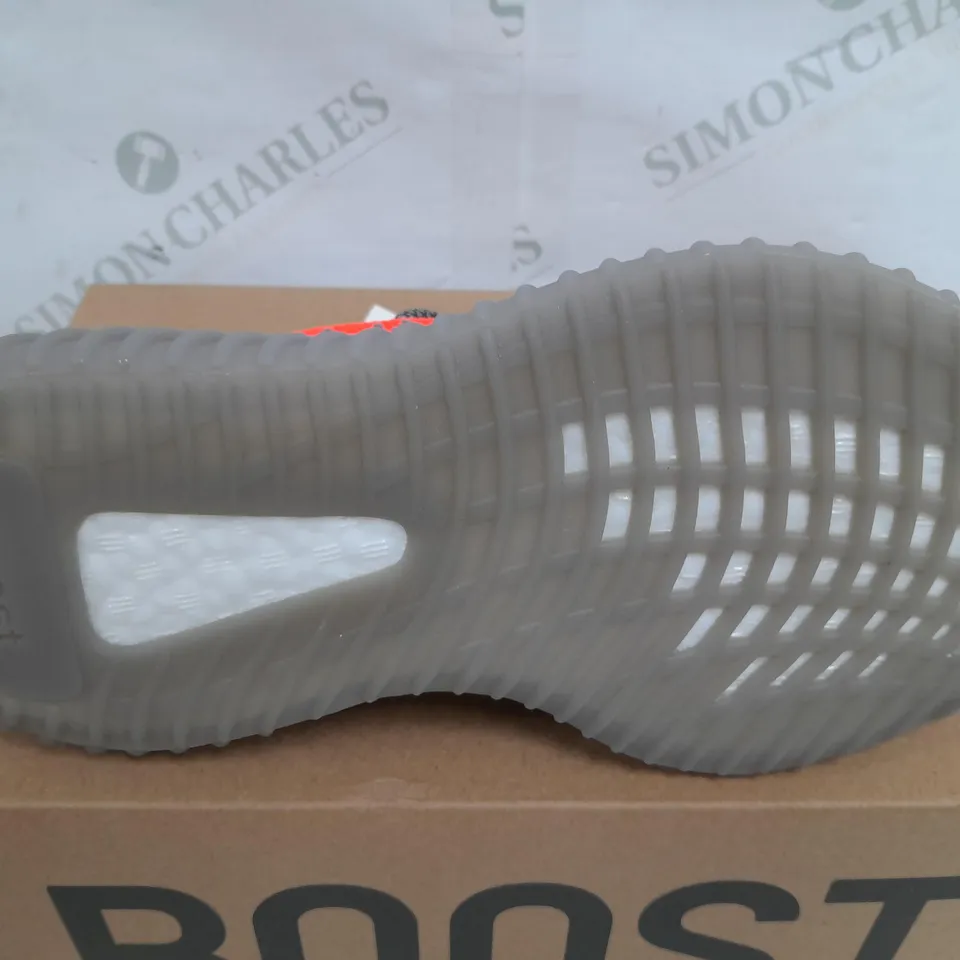 BOXED PAIR OF ADIDAS YEEZY BOOST 350 UN GREY/ORANGE - UK 7
