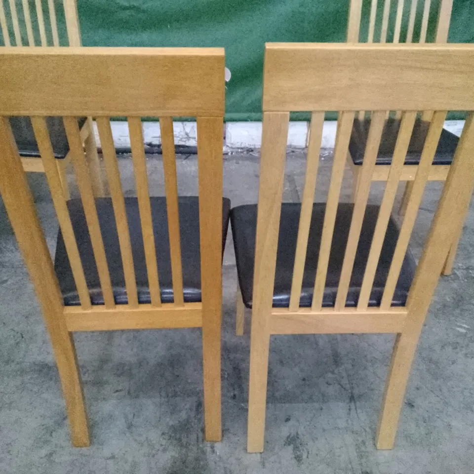 SET OF 4 NEW OXFORD OAK DINING CHAIRS (BLACK LEATHER SEAT PAD)