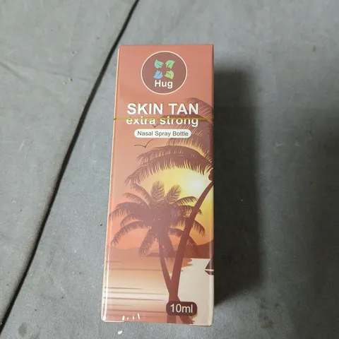 BOX OF APPROXIMATELY 100 HUG SKIN TAN EXTRA STRONG NASAL SPRAY BOTTLE – 10ML -NO EXPIRY DATE VISIBLE 