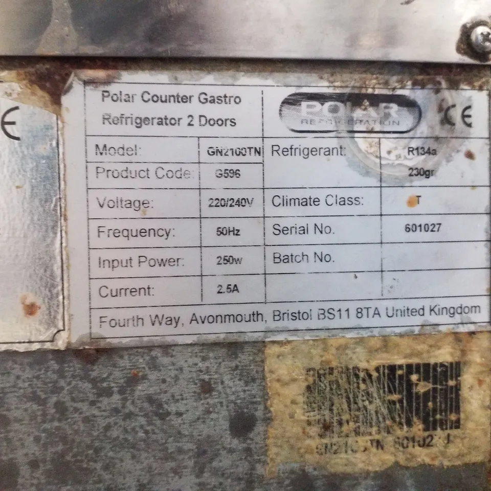 POLAR GN2100TN 2 DOOR REFRIGERATED COUNTER