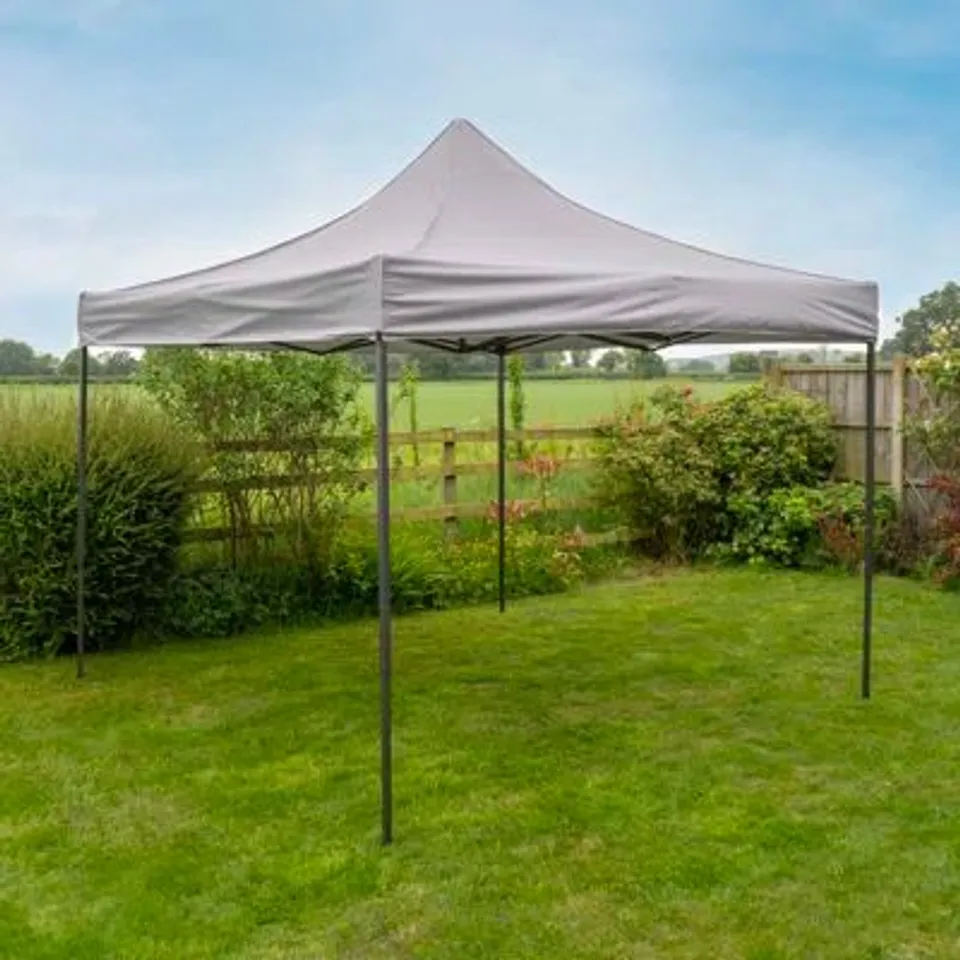 BOXED CAMRIN 3M X 3M STEEL GAZEBO - LIGHT GREY (1 BOX)