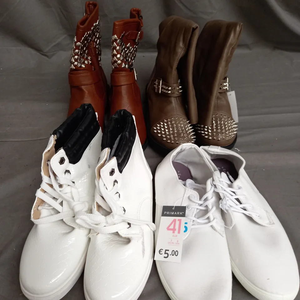 BOX OF APPROX 10 PAIRS OF ASSORTED WOMENS SHOES IN VARIOUS COLOURS, STYLES AND SIZES