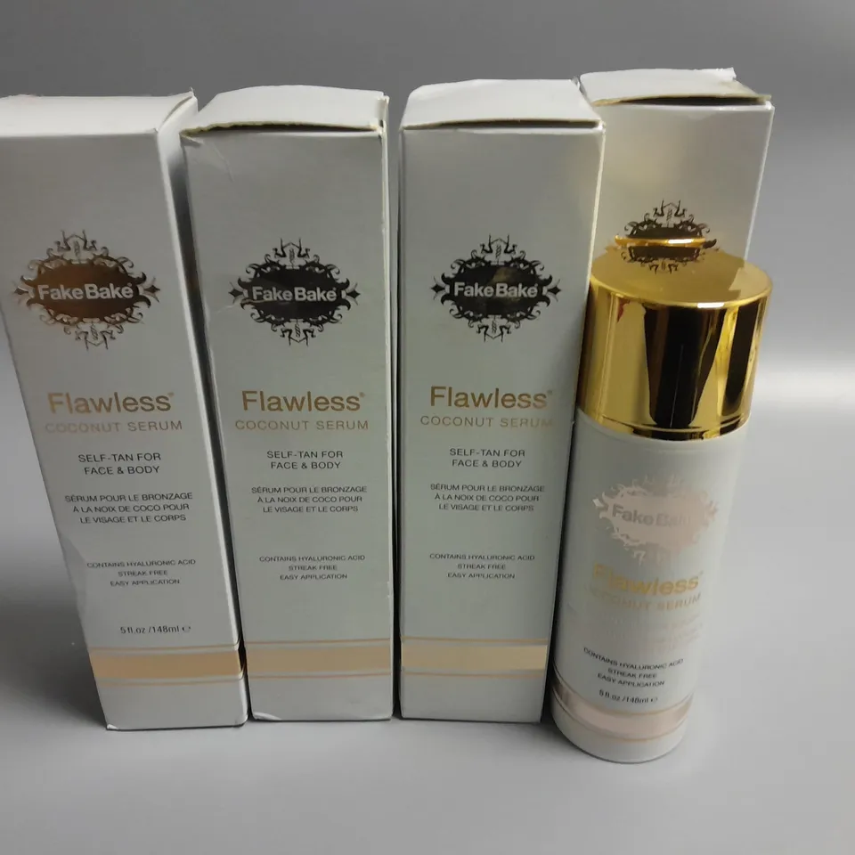 LOT OF 4 FAKE BAKE FLAWLESS COCONUT SERUM- 148ML