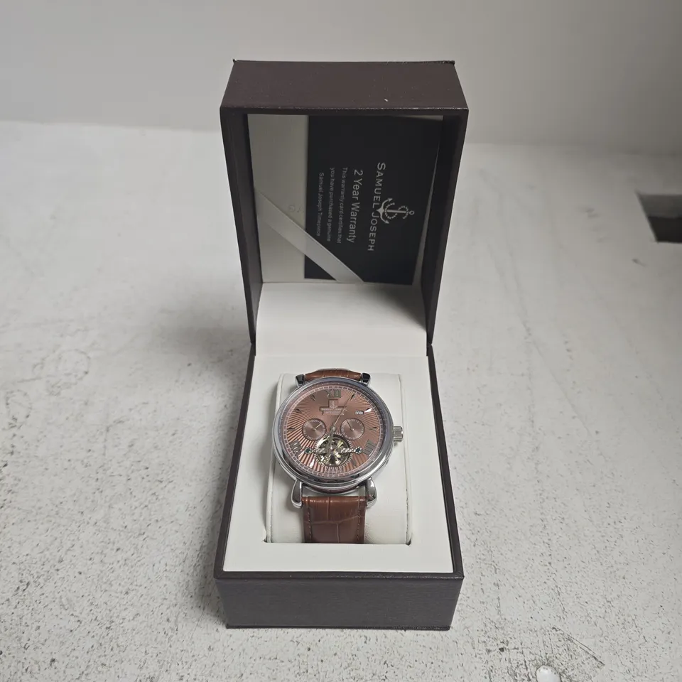 SAMUEL JOSEPH AUTOMATIC LIMITED EDITION SILVER/BROWN WATCH