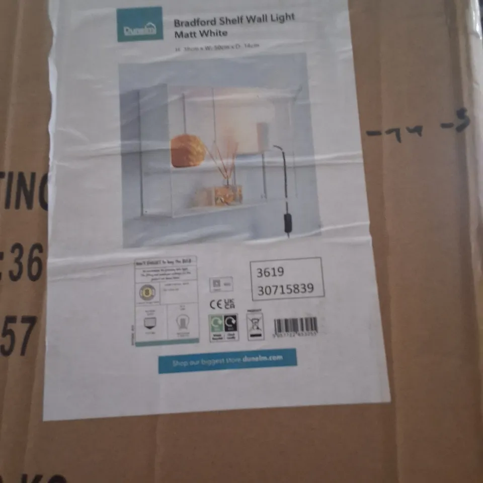 BOXED BRADFORD SHELF WALL LIGHT – MATT WHITE