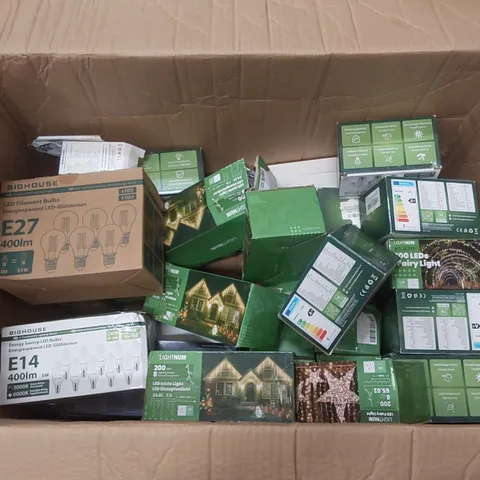 BOX CONTAINING A VERY LARGE QUANTITY OF FAIRY LIGHTS, BULBS ECT