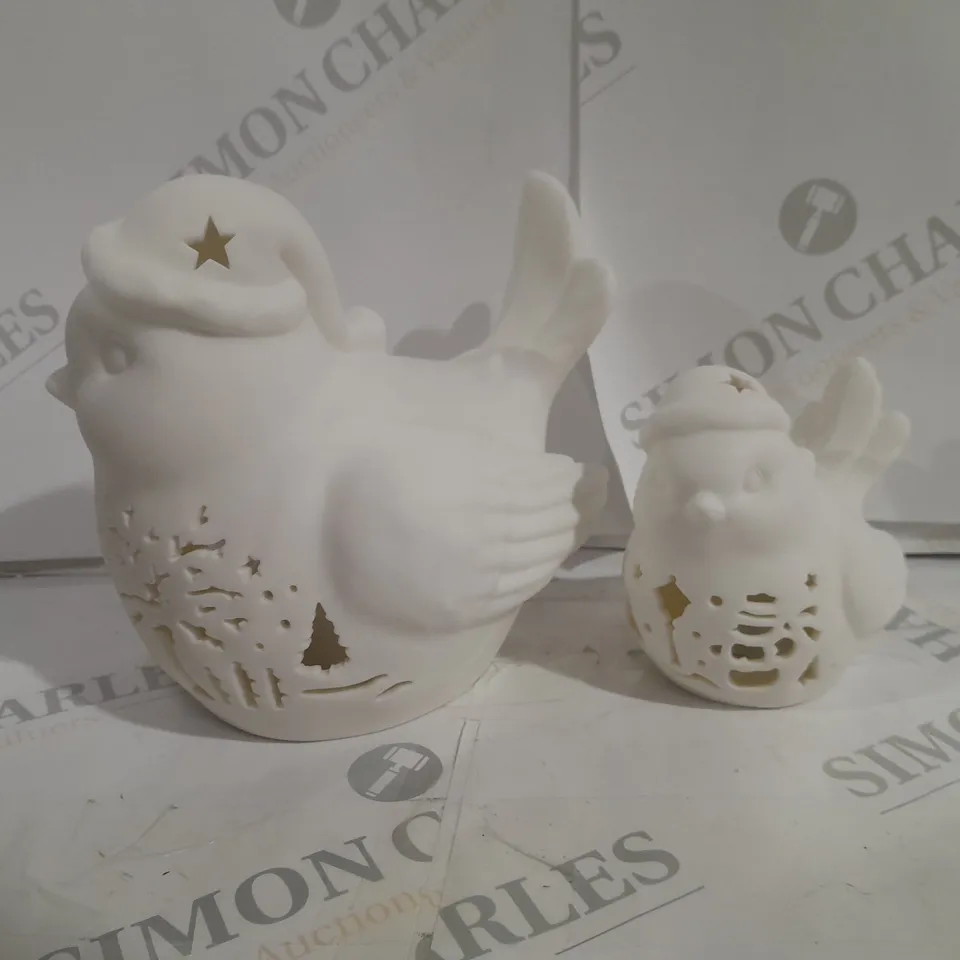 PAIR OF LIGHT UP PORCELAIN BIRDS