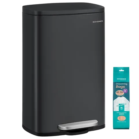 BOXED SONGMICS 50L RUBBISH BIN - BLACK (1 BOX)